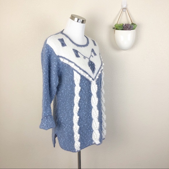 ✖️SOLD✖️Vintage 80’s Chunky Knit Wool Angora Blend Sweater - Picture 2 of 8